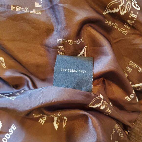 Triple F.A.T. Goose Brown Down Bomber Jacket Real Fur Hood Size M - Picture 9 of 11